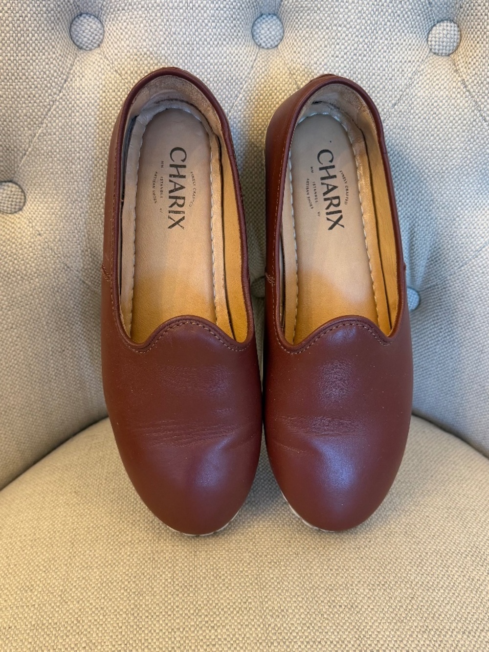 CHARIX Women’s Size EU38 Cognac Slip On Flats Loafers